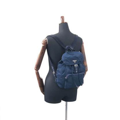 PRADA Triangle Logo Nylon Leather Backpack Navy Vintage 8jeijv