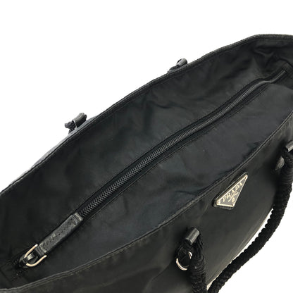 PRADA Triangle Logo Rope Handle Nylon Totebag Black Vintage dkh87x
