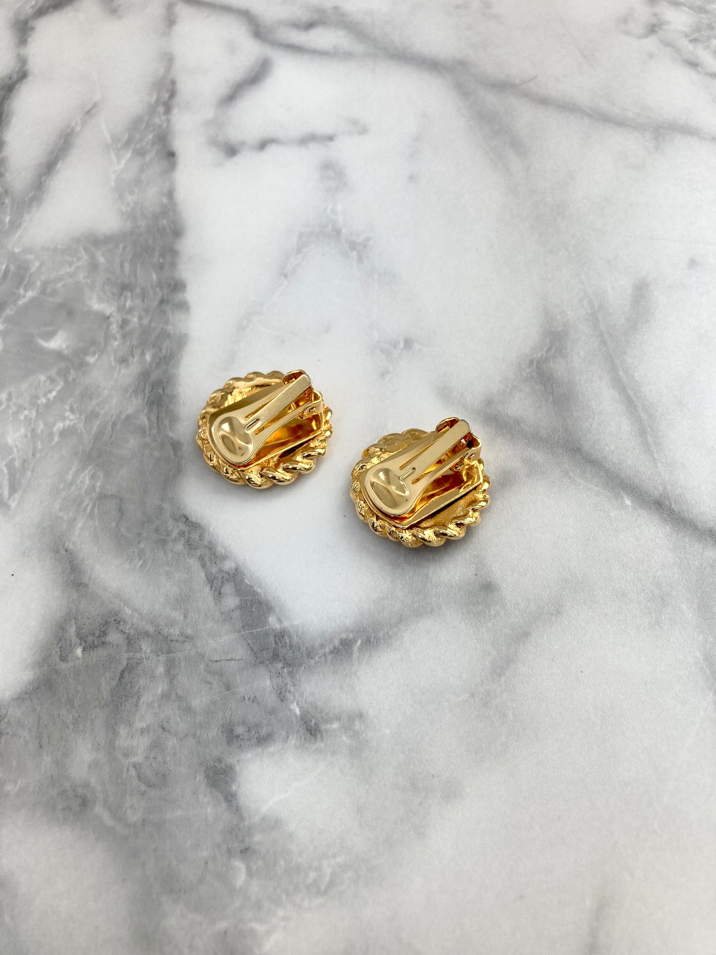 CELINE Blason Earrings Gold Vintage rscm5d