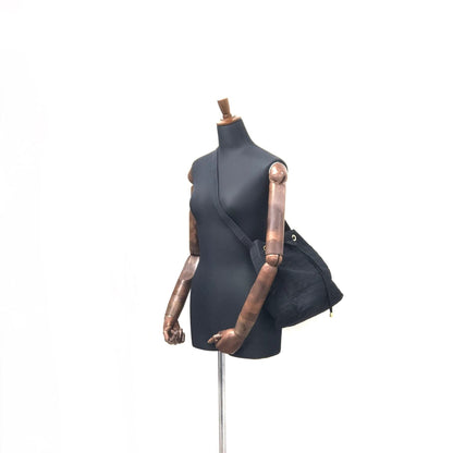 Christian Dior Cannage Charm Nylon Drawstring Shoulderbag Dark navy Vintage Old czvhv4