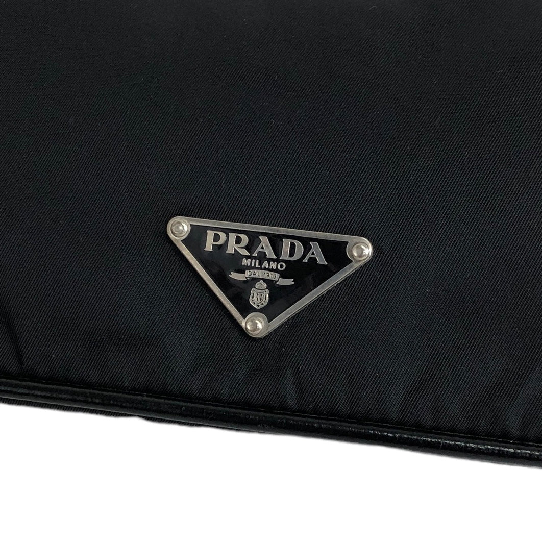 PRADA Triangle Logo Nylon Small Handbag Hobobag Black Vintage nviikd