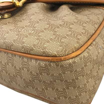 CELINE Macadam Blason Leather Shoulder bag Beige Vintage 78bcka