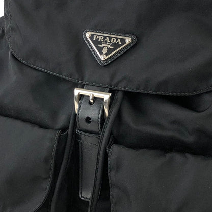 PRADA Triangle Logo Double pocket Nylon Backpack Black Vintage e2jimd