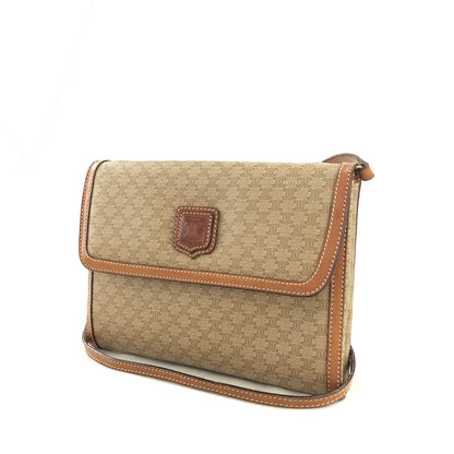 CELINE Macadam Blason Shoulder bag Beige Vintage 45hti2