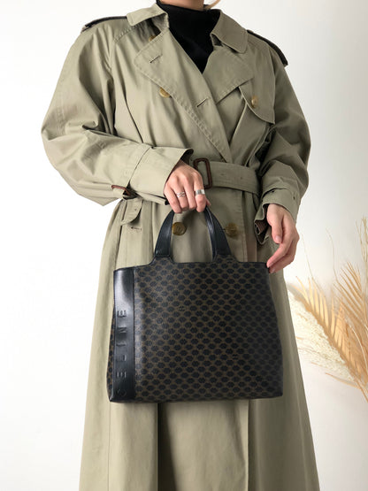 CELINE Macadam Logo Handbag Black Vintage v6cari