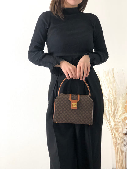 CELINE Macadam Gancini Handbag Brown Vintage 4zzjv7