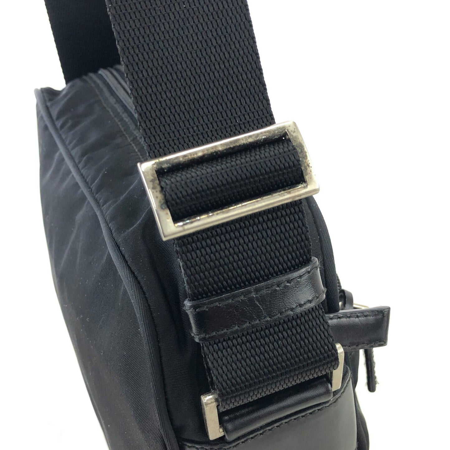 PRADA Triangle Logo Nylon Shoulder bag Black Vintage nzkhnd