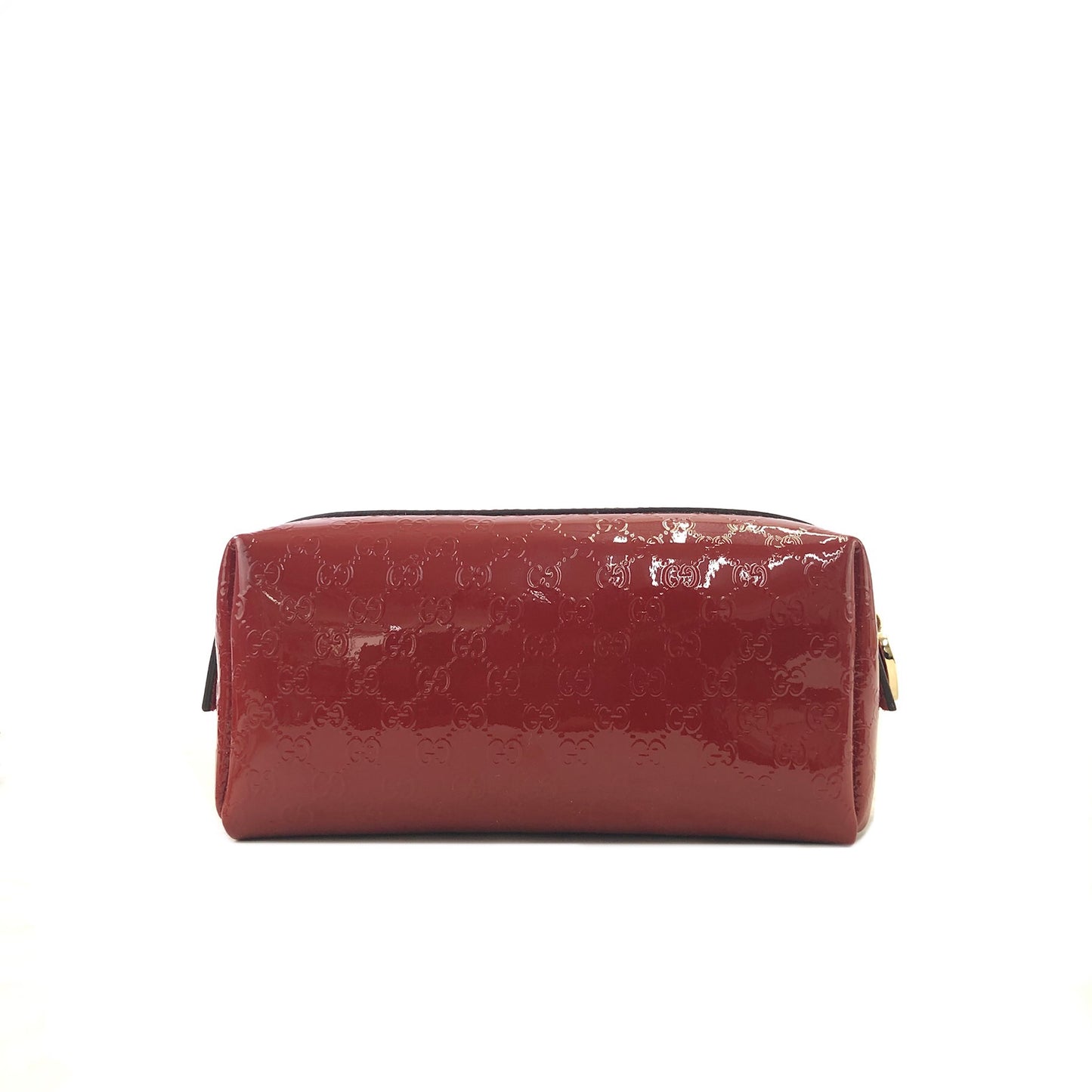 GUCCI GG Pattern Patent Leather Pouch Red Vintage 57pbbg