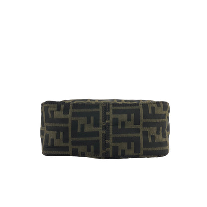 FENDI Zucca Jacquard Leather Handbag Vanity bag Brown Vintage si6gvh