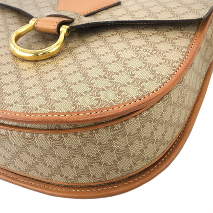 CELINE Macadam Gancini Crossbody Shoulder bag Beige Vintage kx4dhy