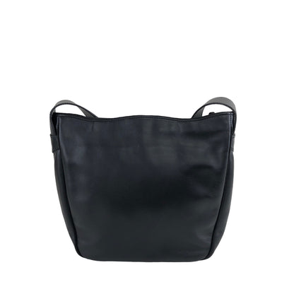 Christian Dior CD 標誌流蘇皮革斜背包肩背包黑色復古 i8x43s 