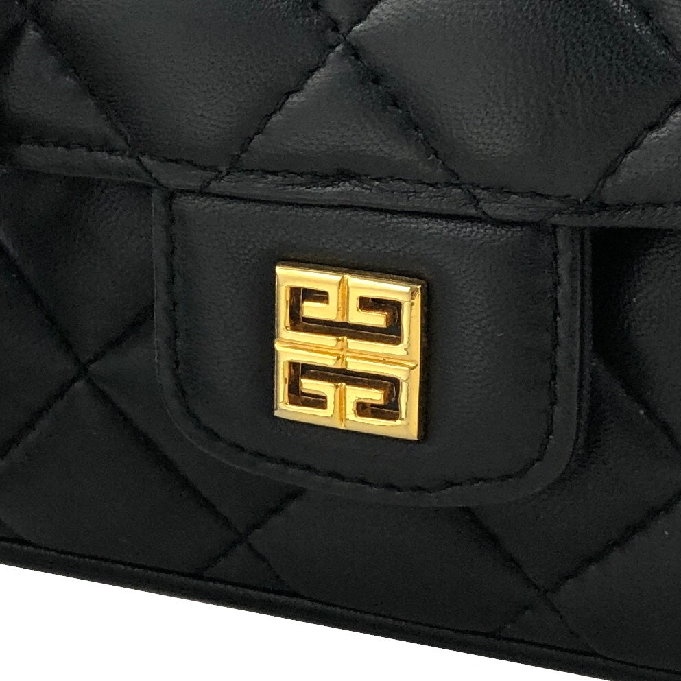 GIVENCHY Logo Motif Tassel Quilted Leather Shoulder bag Black Vintage cygn3n