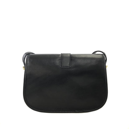 CELINE Gancini Round Leather Shoulder bag Black Vintage s8bsaf