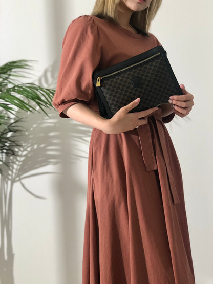 CELINE Macadam Clutch bag Black Vintage 82eut6