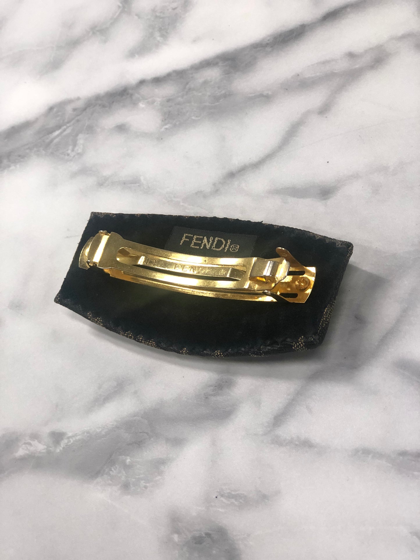 FENDI Zucca Jacquard barrette Brown Vintage w4xd3d