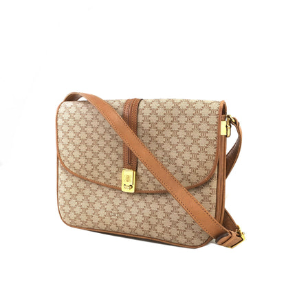 CELINE Macadam Blason Crossbody Shoulder bag Beige Vintage 3ucgmn