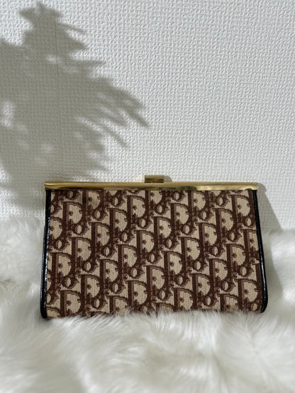 Christian Dior Trotter Jacquard Leather Clutch bag Brown Vintage tkk83n