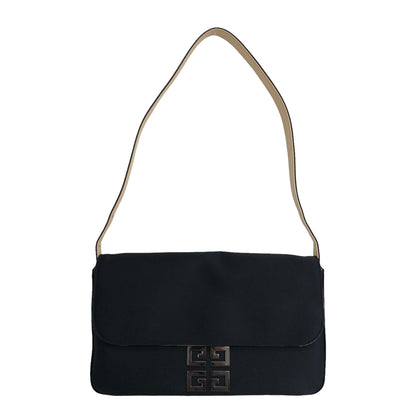 GIVENCHY Logo Canvas Leather Handbag Shoulder bag Black Vintage gbvuzi