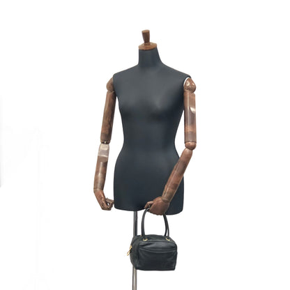 LOEWE Anagram Leather Handbag Black Vintage vpng2m
