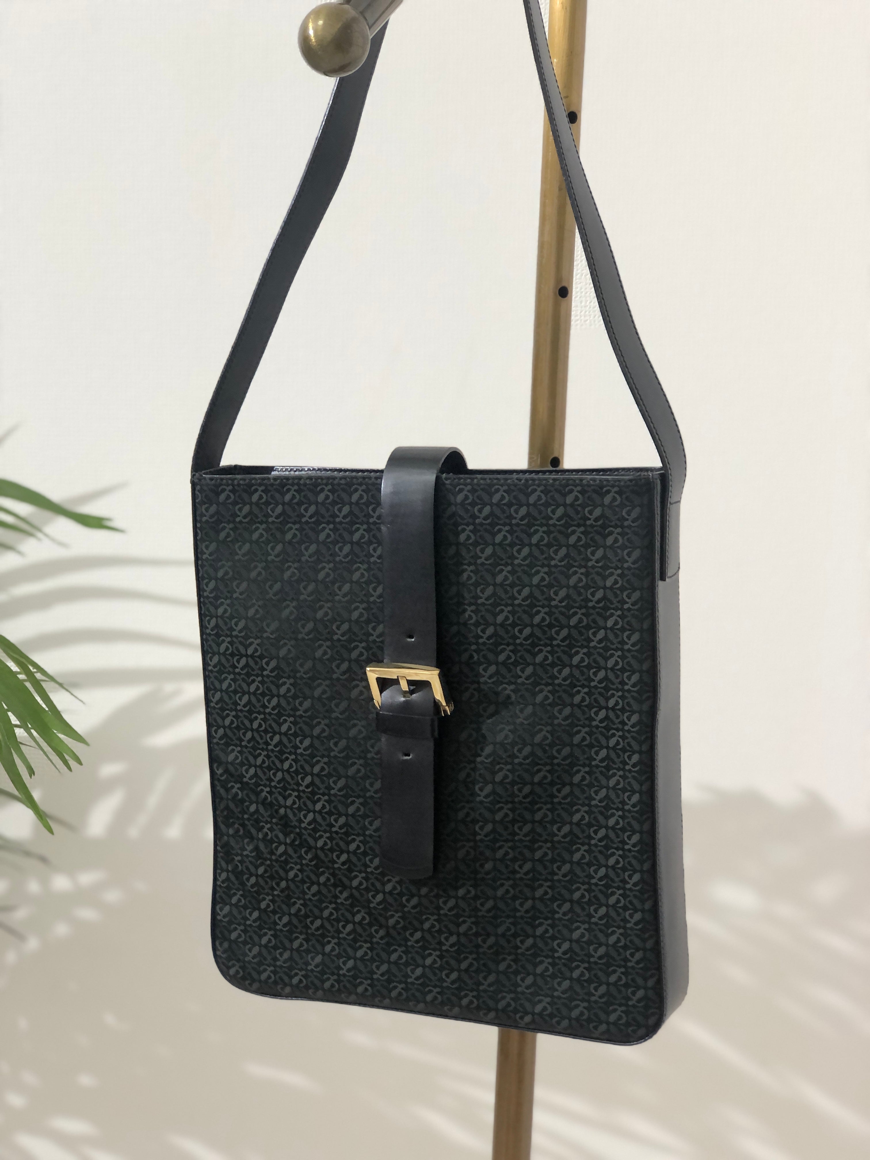 Loewe Pattern LOEWE Anagram Logo Full Patterns Fabric Shoulder bag Black Vintage 7hp ...
