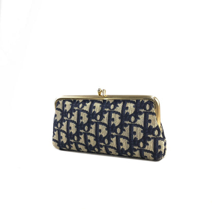 Christian DIor Trotter 提花手拿包 海軍藍 復古 rj622u