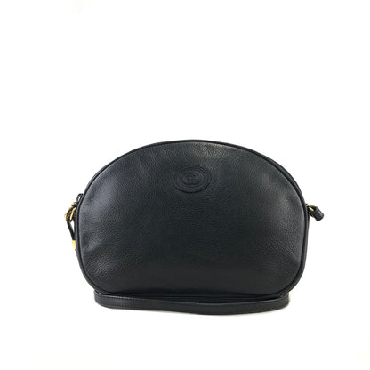 GUCCI GG Logo Leather Round Shoulder bag Black Vintage jgay4g