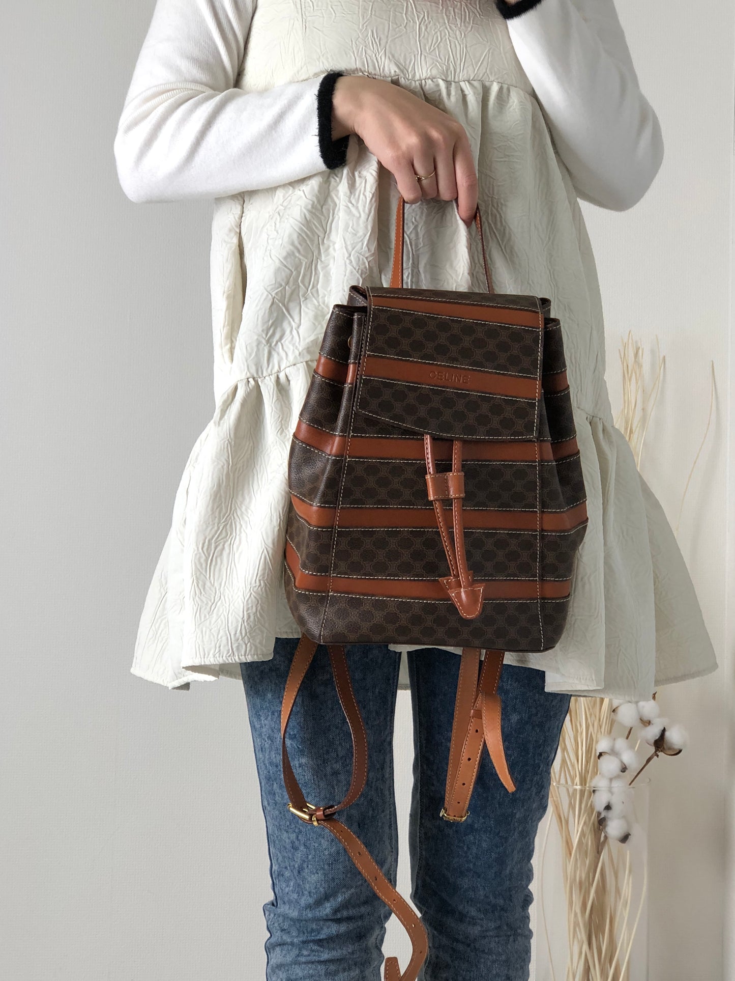 CELINE Macadam Backpack Brown Vintage nfrfxz