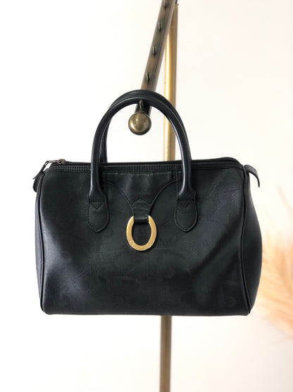 Christian Dior Trotter PVC 皮革手提波士頓包黑色復古 kg8k3x 