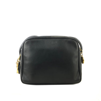 Christian Dior Logo Charm Leather Crossbody Shoulder bag Black Vintage gyuw6k