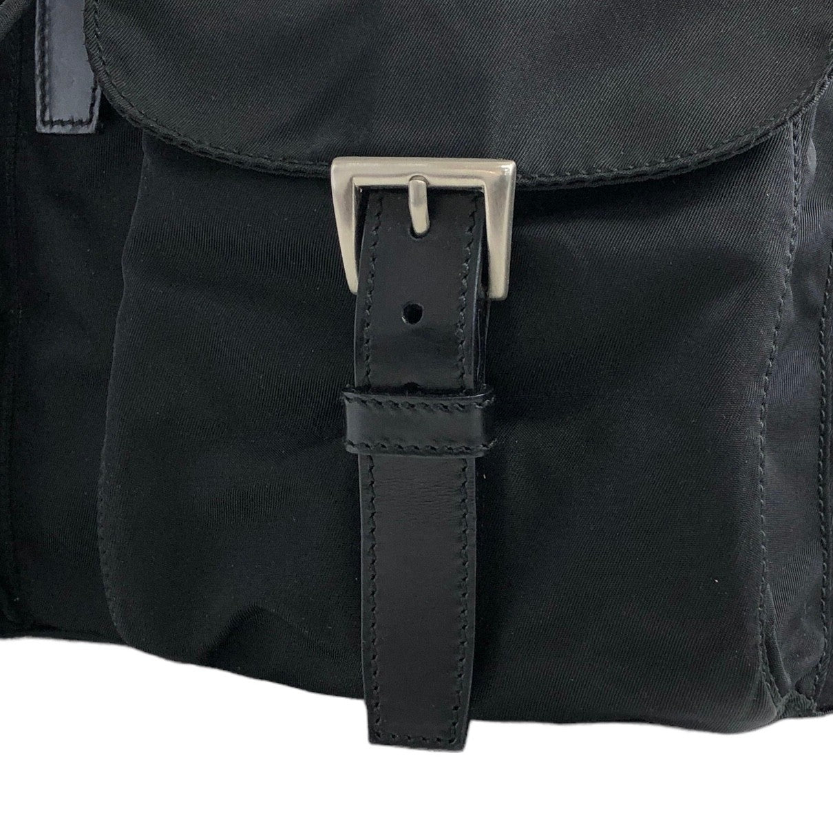 PRADA Triangle Logo Double Pocket Nylon Backpack Black Vintage izcwku