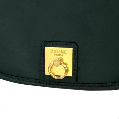 CELINE Gancini Flap Leather Shoulder bag Green Vintage mtmid2