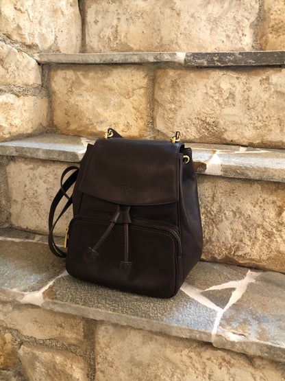 CELINE Starball Logo Leather Backpack Brown Vintage kwx3cy