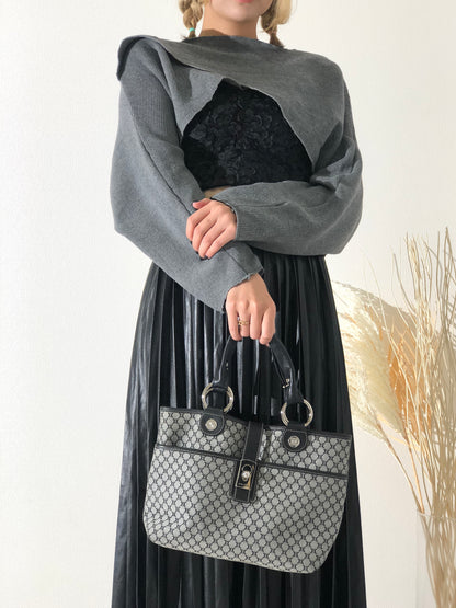 CELINE Blason Triomphe 圖案手提包托特包黑色復古舊 Celine eeg8mp