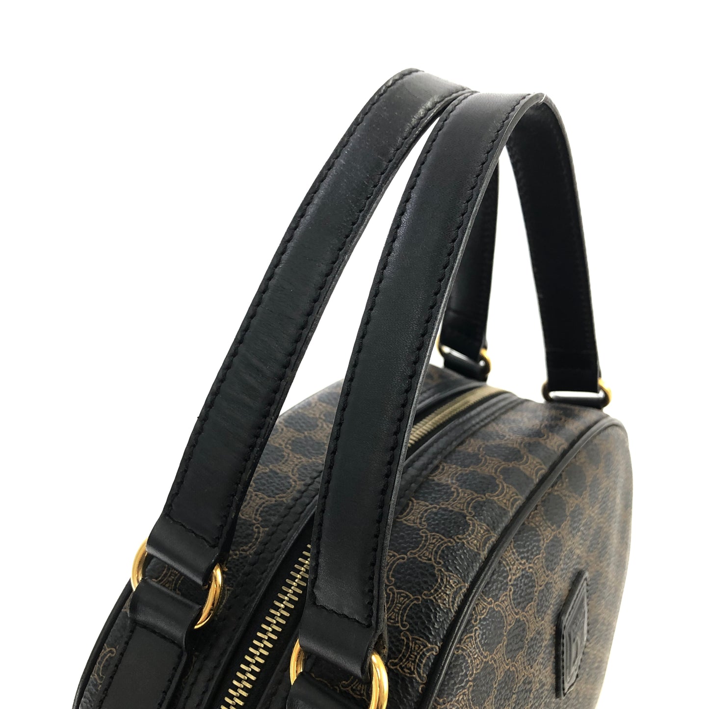 CELINE Macadam Blason Half Round Handbag Black Vintage e86ra4