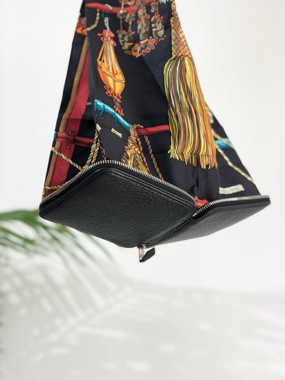 HERMES Silk Foldable Eco Silky Pop Totebag Black Vintage 7ztzeb