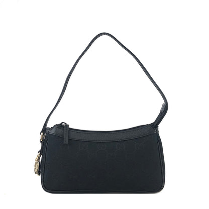 GUCCI GG Pattern Boots Charm Jacquard Leather Handbag Hobobag Black Vintage iz4gtx