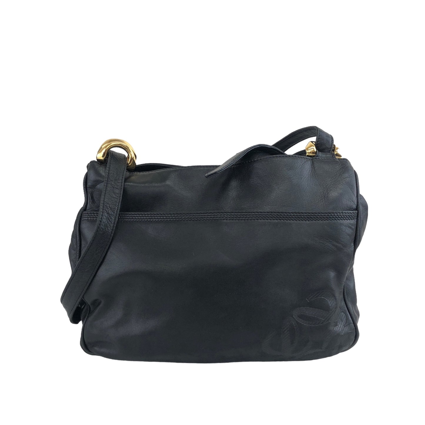 LOEWE Anagram Leather Shoulder bag Black Vintage dghip7