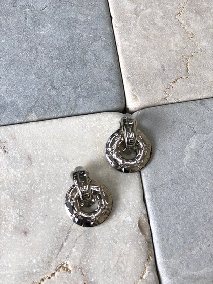 CELINE Earrings Silver Vintage wygxhn