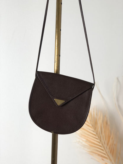 Yves Saint Laurent YSL Logo Leather Shoulder bag Brown Vintage  h4j3va