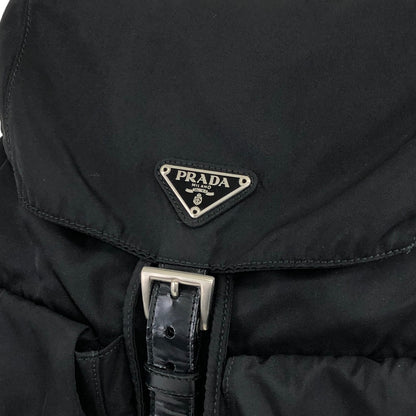 PRADA Triangle Logo Double Pocket Nylon Backpack Black Vintage dng5yz