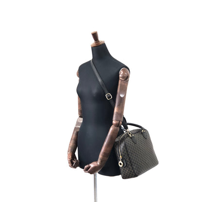 CELINE Macadam Circle Charm Leather Two-way Handbag Shoulder bag Boston bag Black Vintage 4ftutu