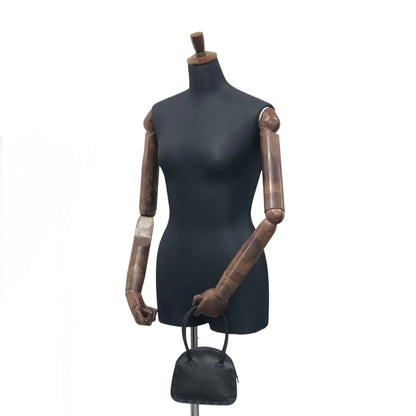 Yves Saint Laurent Cutout Leather Handbag Black Vintage v7x4d5