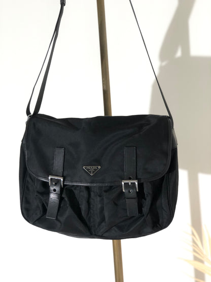 PRADA Triangle Logo Nylon Shoulder bag Black Vintage rm8y87
