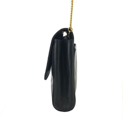 CELINE Triomphe 斜紋鏈條皮革斜背包 黑色 復古 27fj2y 