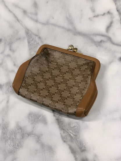 CELINE Macadam 皮革零錢包米色復古 bwp7wh 