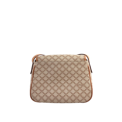 CELINE Macadam Front Buckle Flap Small Shoulder bag Crossbody Beige Vintage wbbars