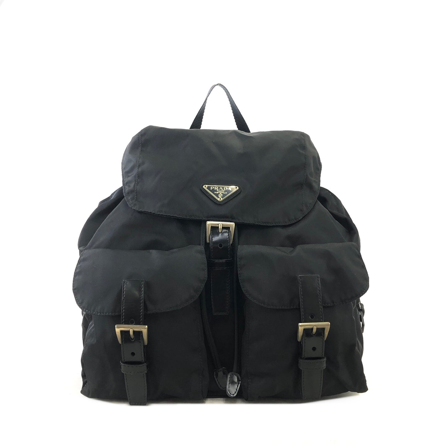PRADA Triangle Logo Nylon Backpack Black Vintage hfi7ks