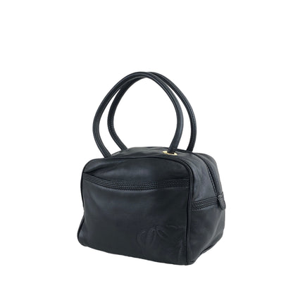 LOEWE Anagram Leather Handbag Black Vintage vpng2m