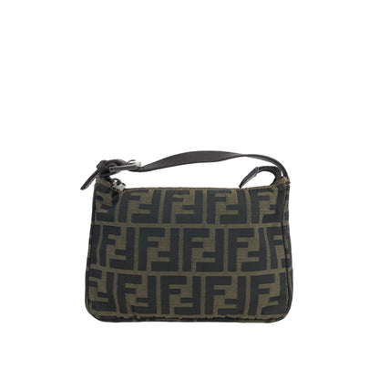 FENDI Zucca Jacquard Leather Handbag Vanity bag Brown Vintage si6gvh