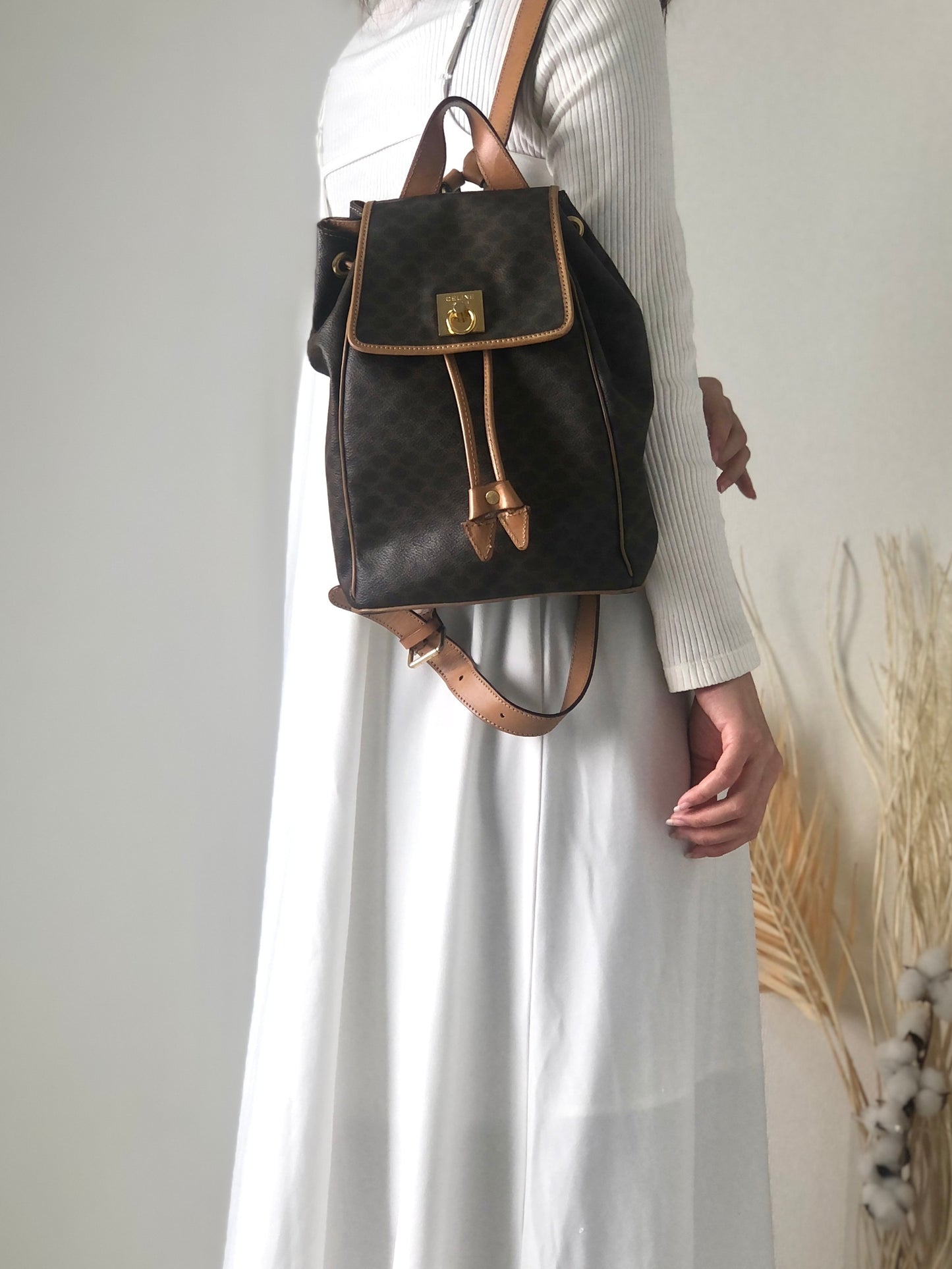 CELINE Macadam Gancini Backpack Brown Vintage bsm3xz